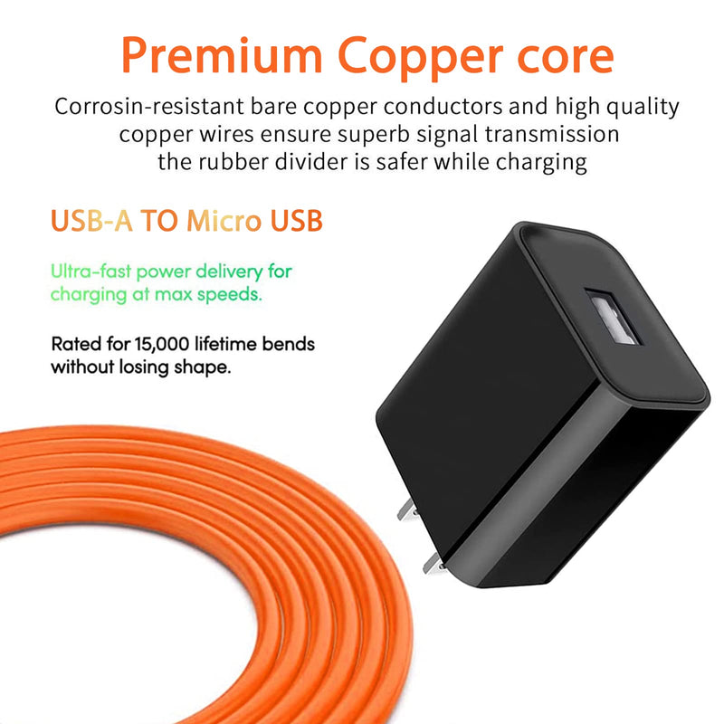 Fast Charger Charging Cable Power Cord Wire Compatible for Ring Enabled Video Doorbell (Released in 2020) 2/3/3 Plus/ 4, Peephole Cam, Doorbell Pro, Camera Battery Replacement charger (Orange) - NewNest Australia