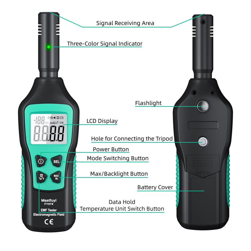 EMF Meter, EMF Detector, EMF Tester Digital LCD, Electromagnetic Radiation Detector for Outdoor, Home, Office, Ghost Hunting, Audible Alert, Indicator Lights [ FY876 ]