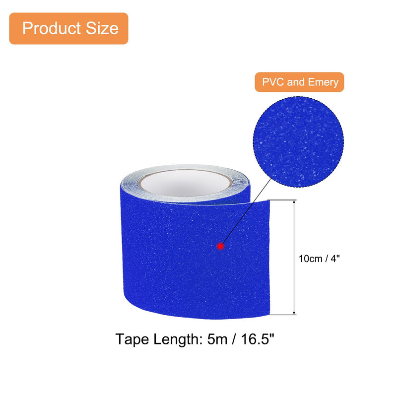 uxcell Non Skid Tape 4 in x 16.5 ft Waterproof Frosted Non Slip Grid Tape Self-Adhesive Backing for Stairs Treads, Hardwood Floor, Indoor and Outdoor Steps, Blue 4 inch x 16.5 Ft 1