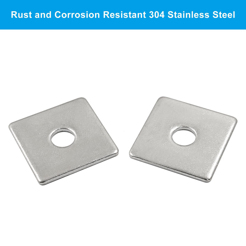 10pcs M5 Square Bearing Plate Washer, 304 Stainless Steel Flat Pad Spacer Gasket Hardware Fastener, Heavy Duty Square Washers Plate, 0.22"(ID) x0.79"x0.79"x0.06" M5-0.22"(ID)x0.79"x0.79"x0.06"