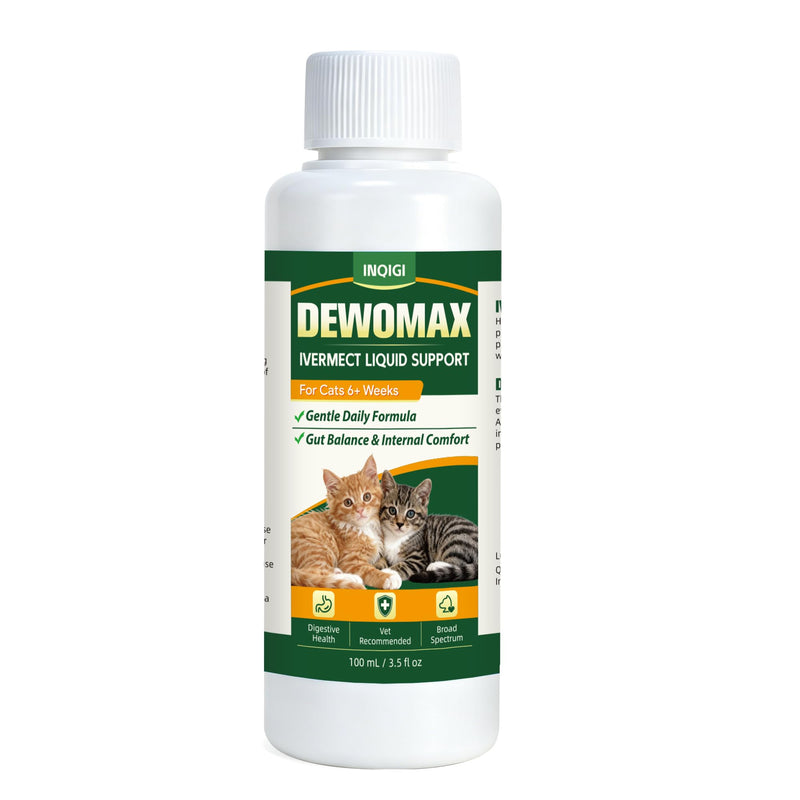 lvermect for Cats, Cat Liquid Gut Balance Support, Internal Cleanse Formula for Digestive Comfort, Easy-to-Administer Drops, Mix with Food or Water, Daily Natural Wellness Support - 100 mL