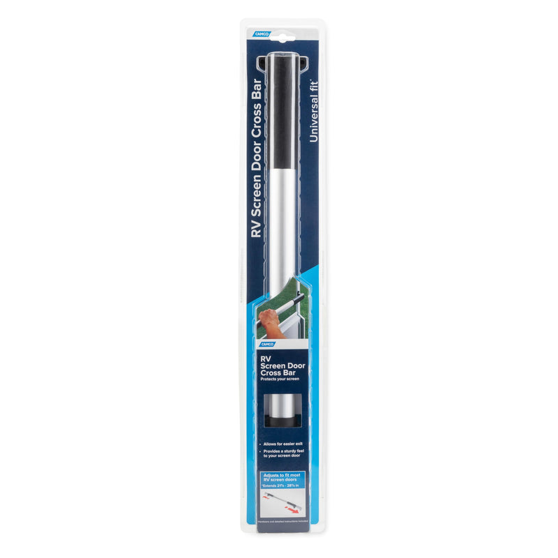 Camco Camper & RV Screen Door Cross Bar - Protects The Screen Door & Allows for Easier Exit from Travel Trailer - Adjusts from 21-5/8-Inches to 28-5/8-Inches (42183) Black Standard