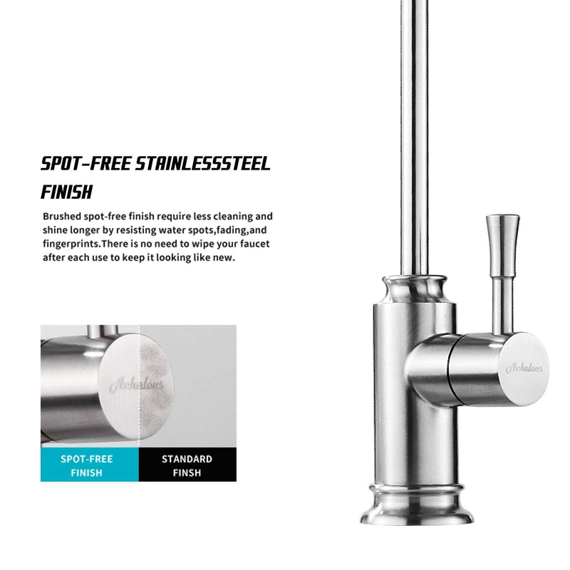 Achelous Brushed Nickel Modern Kitchen Faucet, Stainless Steel Drinking Water Faucet with Built-In Water Filter, Single Hole Mounting, Right Lever Handle