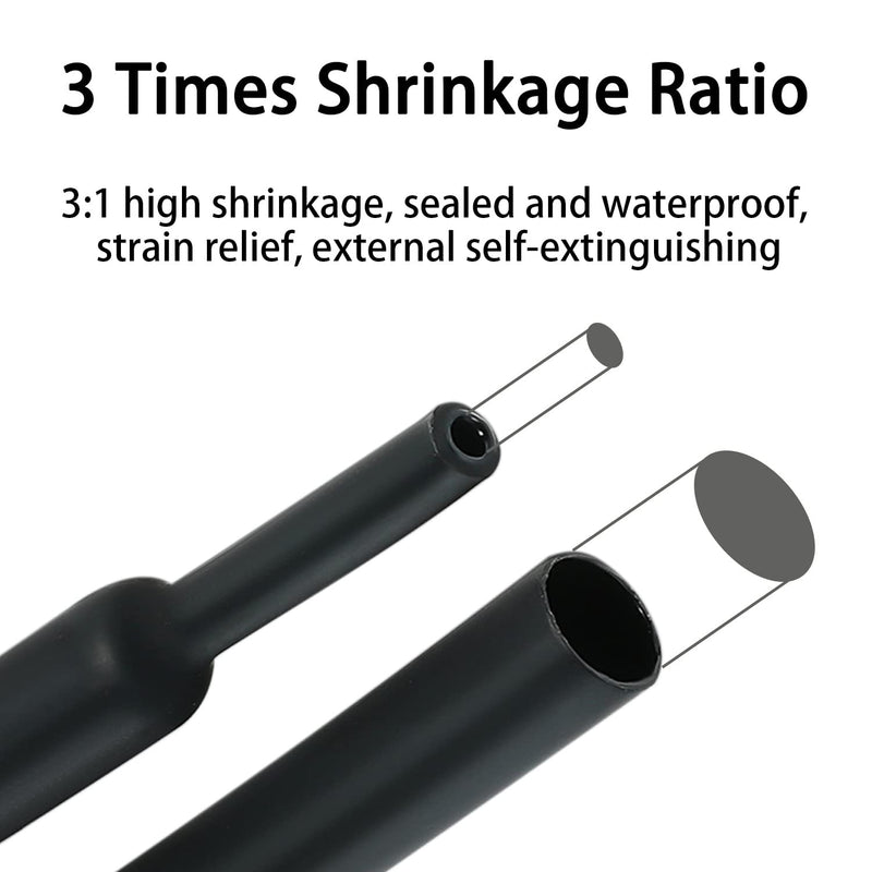 Heat Shrink Tubing Kit - 3:1 Ratio Adhesive Lined, Marine Grade Shrink Wrap Industrial Heat-Shrink Tubing - 240 PCS