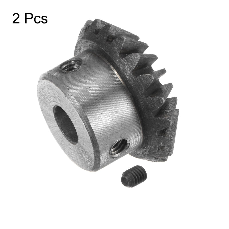 HARFINGTON 2pcs Bevel Gear 1M 20 Teeth 8mm Shaft Hole 1:1 Tapered Bevel Pinion Gear 45# Steel 1.5 Module 90 Degree Steering Gear, for Hardware Mechanical Rotation