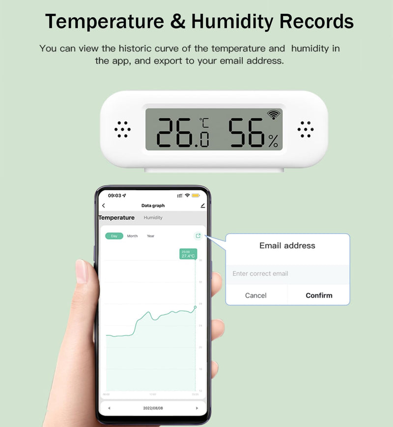 WiFi Thermometer Hygrometer: Smart Temperature and Humidity Sensor, Real-time Monitor, App Notification, Digital Indoor Temperature Sensor, Compatible with Alexa/Google Home(2Pack) 2-Pack