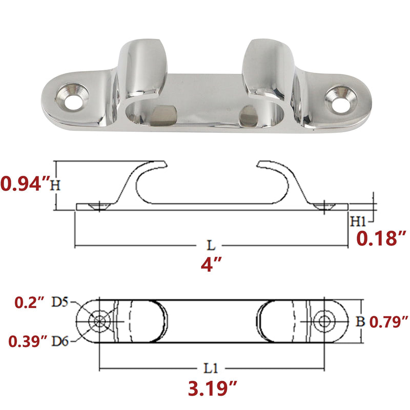 Semetall 4" Bow Chock Fair Line Cleat Hardware for Marine Yacht,Silver 2pcs | Stainless Steel