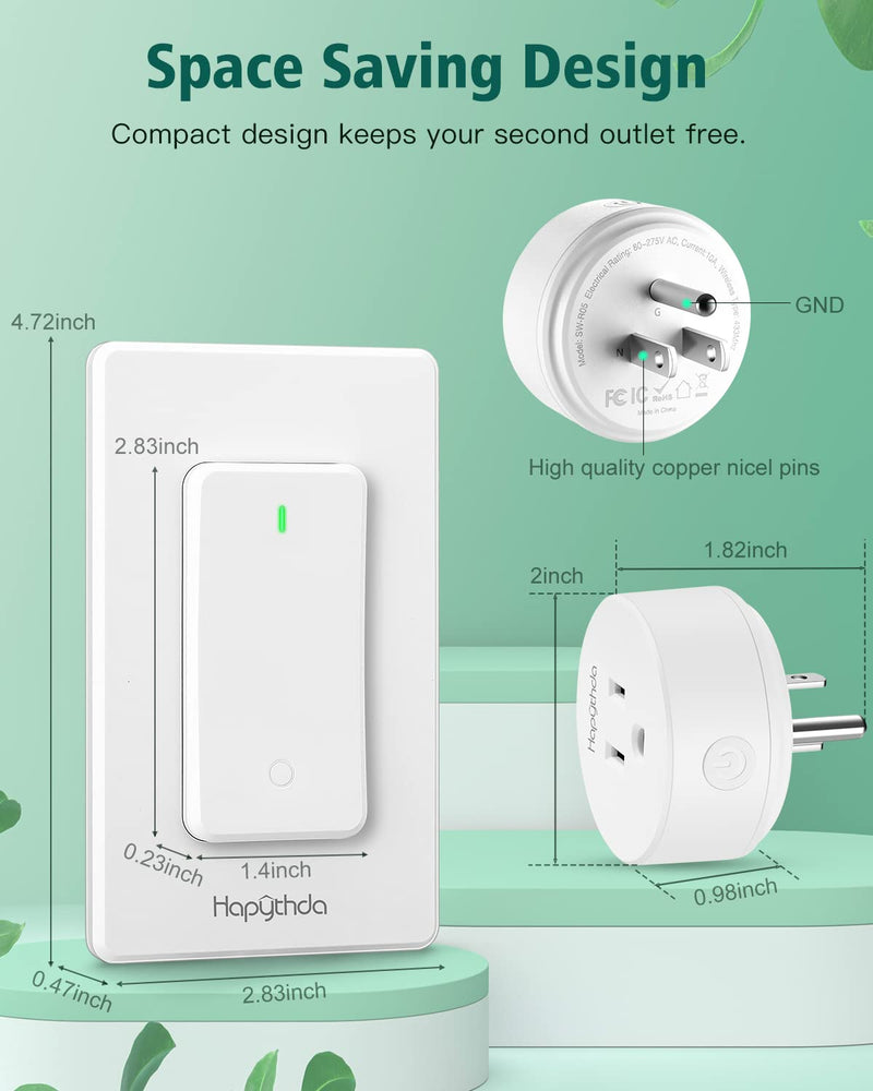Remote Control Outlet, Buckle Design Removable Wireless Wall Mounted Light Switch, 300 ft 15A 1500W, No Wiring Electrical Remote Outlet for Appliance 1 Outlet & 1 Remote