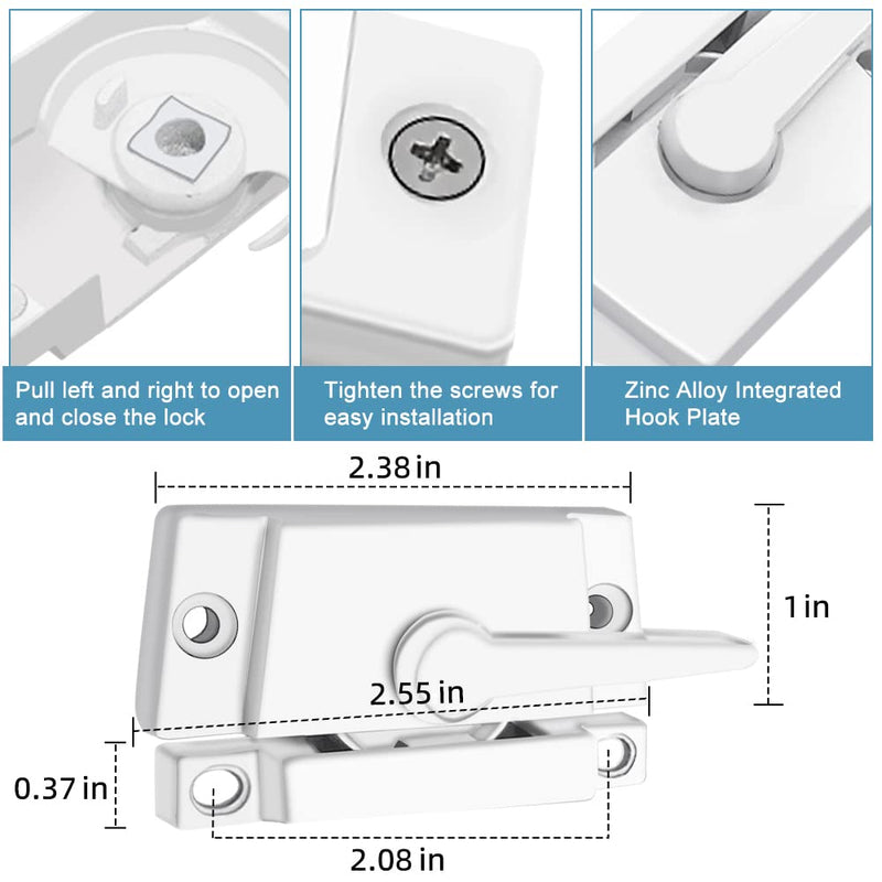 Sliding Window Sash Locks White ZUONAI 2 Pack Cam Sash Locks for Double Hung Window Latch Lock Security Vinyl Window Sash Lock and Keeper Replacement for Vertical and Horizontal Sliding Windows