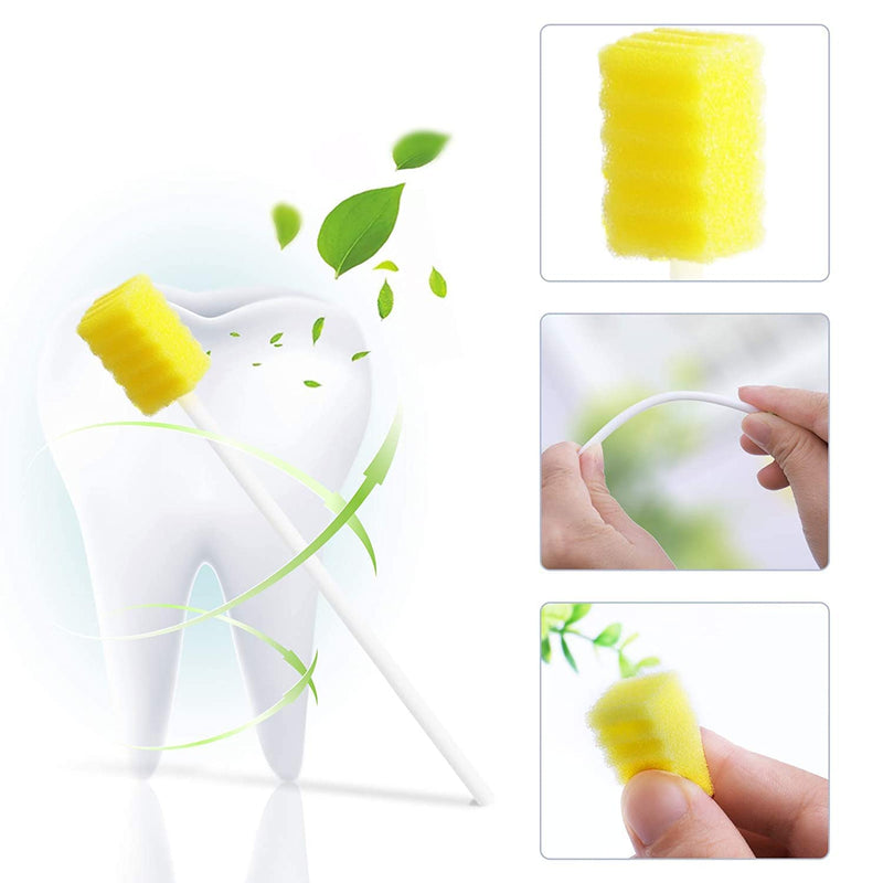 50 Pack Disposable Oral Swabs, Sterile Dental Sponge Swabsticks Unflavored for Mouth & Gum Cleaning - Yellow Yellow-50PCS