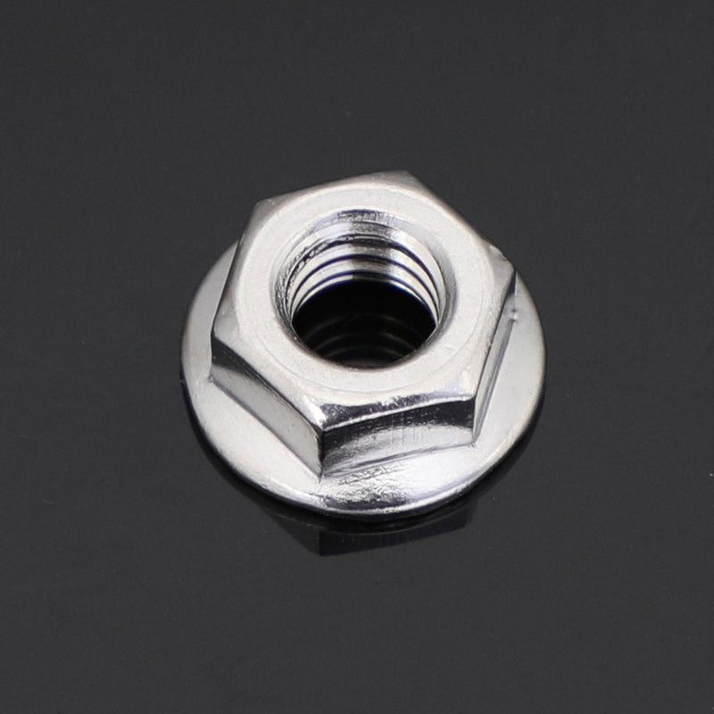 1/4-20 Serrated Flange Hex Lock Nuts, Stainless Steel 18-8 (304), Bright Finish, 100 PCS 1/4-20