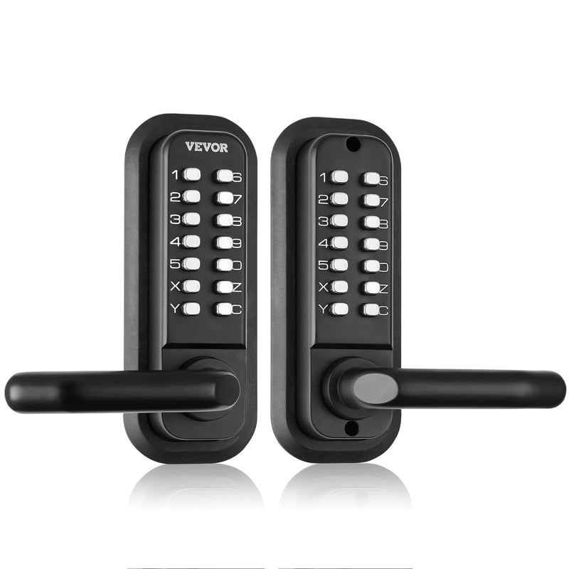 VEVOR Mechanical Keyless Entry Door Lock, 14 Digit Keypad, Double-Sided Embedded Outdoor Gate Door Locks Set with Keypad and Handle, Water-Proof Zinc Alloy, Easy to Install, for Garden, Yard, Garage Black Mechanical + Embedded + Double Side
