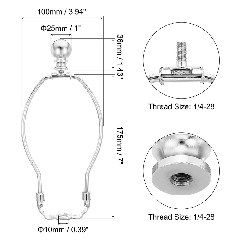 PATIKIL 7 Inch Lamp Harp Kit with Finial, 1 Set Detachable Lamp Shade Bracket Holder, DIY Lighting Accessories for Table Lamps Floor Lamps, Chrome