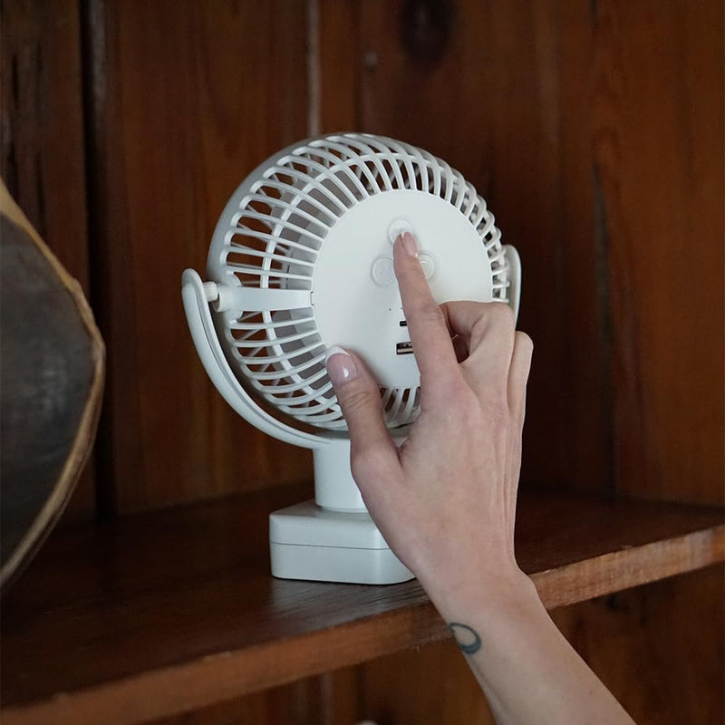 Limitless Breezie Portable Fan with LED Light & 8,000mAh Power Bank (White) White