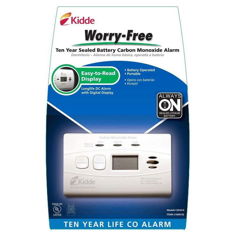 Kidde 21009720 Worry Free 10-Year Lithium Ion Battery Operated CO Alarm with Digital Display