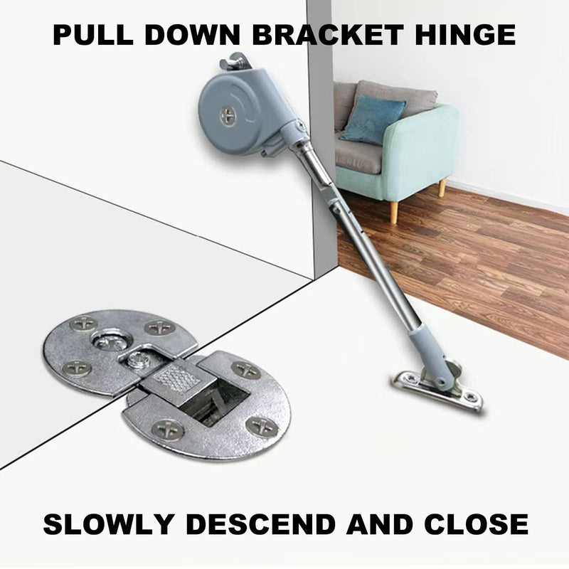 2Pack 105 Degree Soft Closing Support Rod Hinges,Pull Down Bracket Hinge,Toy Box Hinges Soft Close, Designed for Downward Opening lid Door,Cabinet Doors and Storage Box,Toy Box Support Gray-2pcs