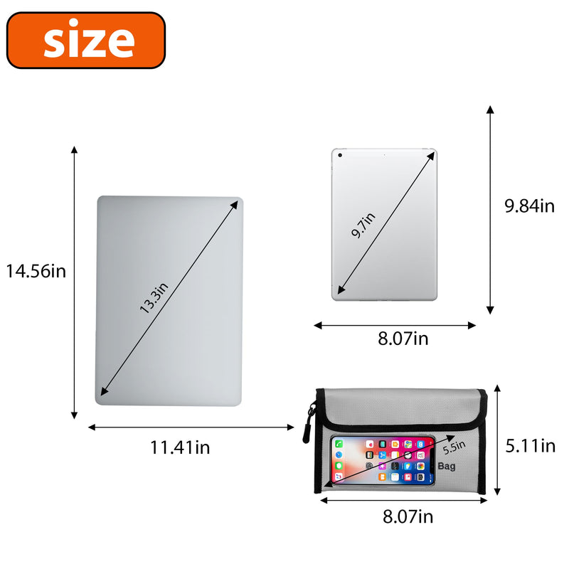 3 Pcs Fireproof Waterproof Money Important Document Bag(2000℉),Fire Proof Bag for Documents,Fire Proof Money Bag for Cash,for A4 A5 Documents Holder,Cash,Passport,Tablet,Laptop,File,Jewelry Fireproof document bag- 3pcs