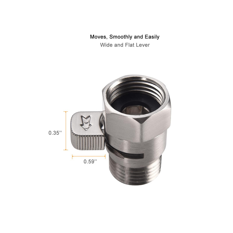 Brushed Nickel Water Flow Control Valve, 1/2" Shower Head Flow Control, Brass Shut Off Valve for Handheld Shower, Water Pressure Regulator Replacement Brushed Nickel