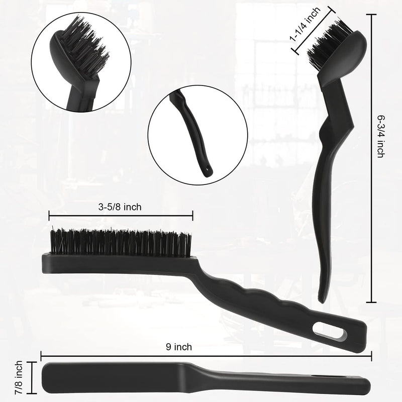 Wire Brushes Pack of 6. for Cleaning Welding Slag, Rust and Dust. 9" and 6-3/4" Brass, Nylon, Stainless Steel Brushes with Rigid Handle WB-6-1