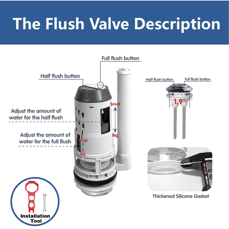 3 Inch Dual Flush Valve Replacement Kit with Install Tool