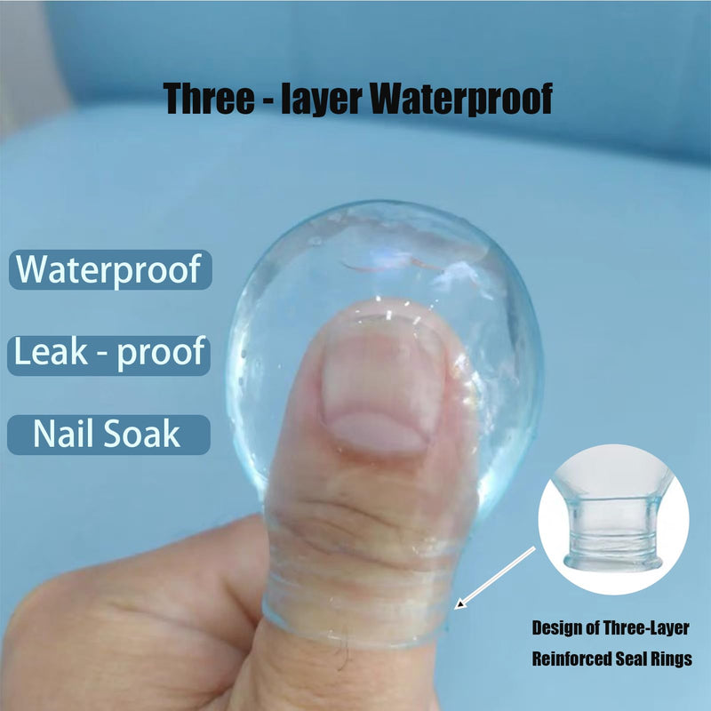 Finger Waterproof Sleeve, Toe Soak Sleeve, Nail Bath Soaking, 3 Pack Reusable Silicone Toe Waterproof Protectors for Shower Bath (2 Small 1 Large) 2 Small 1 Large