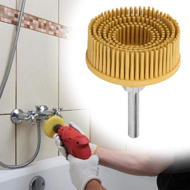 Bristle Disc Brush, 2 Inch Polishing Brush Durable Emery Rubber Bristle Discs for Metal Fine Finishing and Burr Removal Abrasive Tool(Yellow 80#)