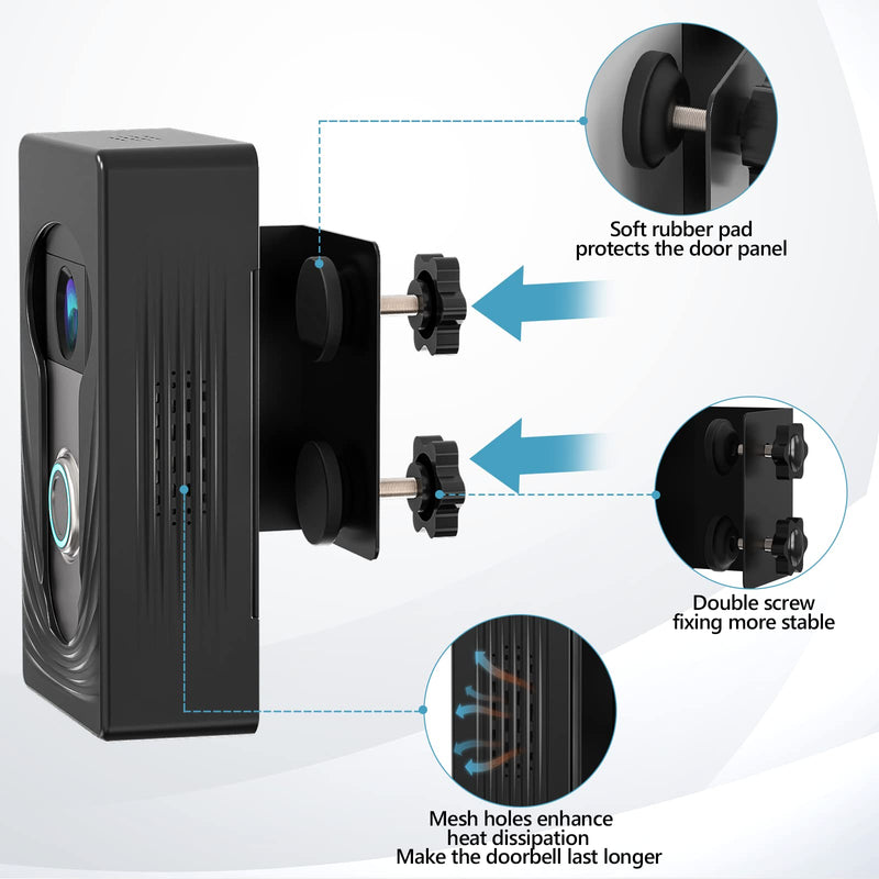 Wireless Video Doorbell Mount for Ring/Blink/Eufy, Compatible with Ring 4/3/2/1, No Drill Anti Theft Camera Mount, Camera Holder with Double Screw Fixing, Black (Not Include Doorbell) - NewNest Australia