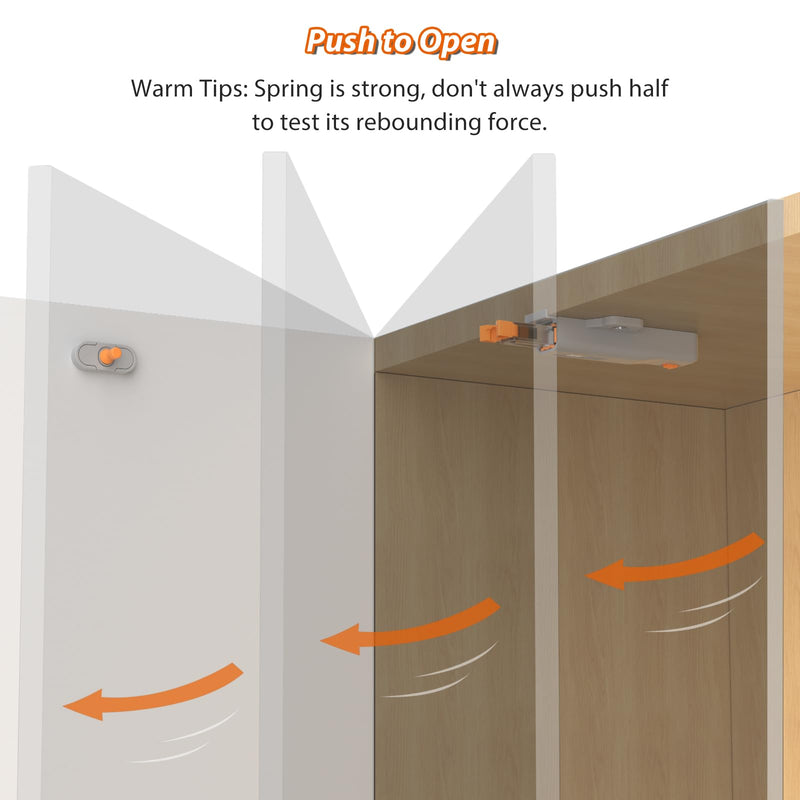Cabinet Push Latch, Jiayi 2 Pack Heavy Duty Non-Magnetic RV Hidden Door Latch, Cabinet Press Out Catch for Door, Push and Release RV Drawer Closure, Touch Latch for Kitchen Cabinet Door Gray