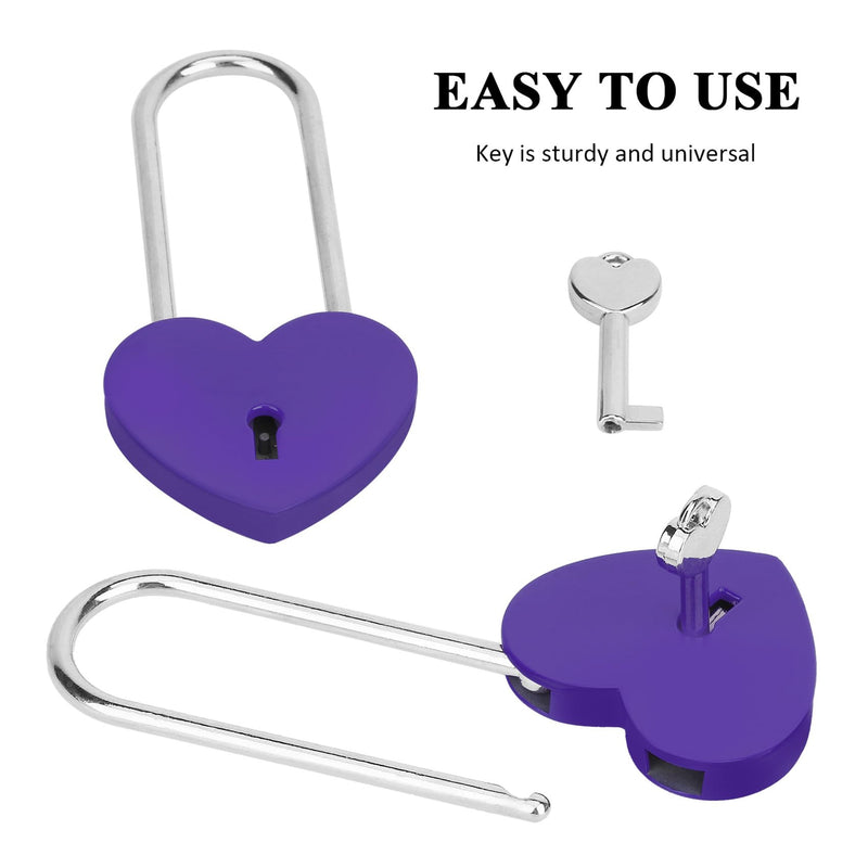 Love Lock,20pcs 3.5" 50mm Matte Purple Heart Sharped Padlock for Bridge Love Wedding Anniversary Travel Gift(with Key) 20PCS