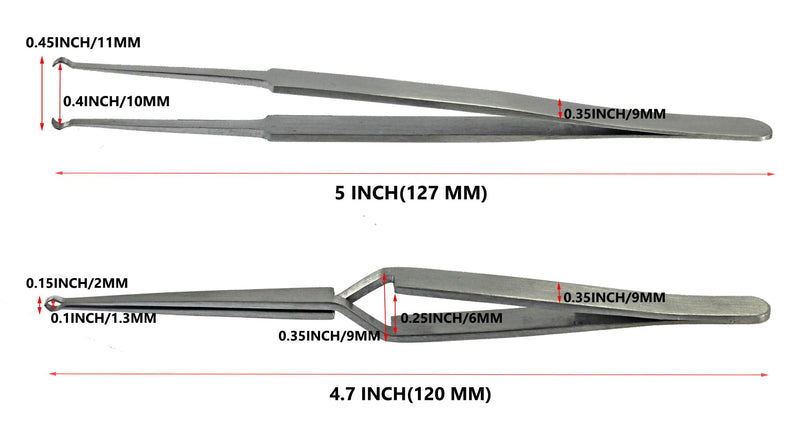 Lock Pinning Cross Locking Tweezers & Straight Round Open Slot Stainless Steel for Locksmith Pinning & Rekeying Kit Self Locking Closing Locksmith Tools Lock Pin Tumbler Tweezers(2PCS)