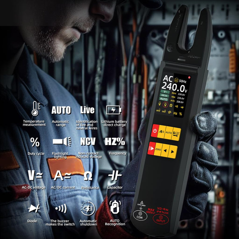 BSIDE Digital Clamp Meter 6000 Counts Multimeter 600A Open Jaw Meter Auto-Ranging Voltmeter Measuring AC/DC Current &Voltage Capacitance Resistance Diode Continuity NCV/Live Wire with Hold Max/Min/Ave