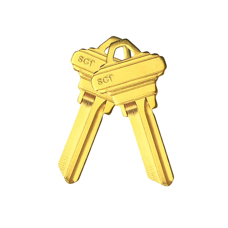 Brass Finish SC1 Key Blanks, Uncut Blank Keys, Pack of 50 Keys