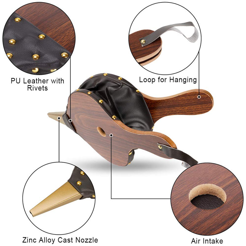 Fireplace Bellows 17"x7.5" Large Wood Bellows Fireplace Tools Accessories Brown 17"x7.5"