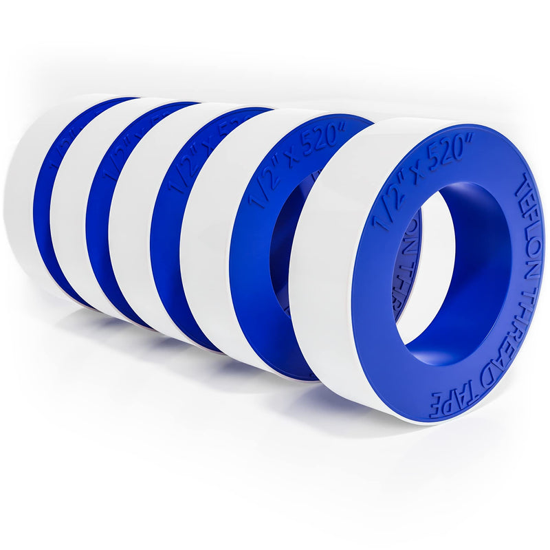 4 Rolls 1/2 Inch(W) X 520 Inches(L) Teflon Duct Sealant Tape for Shower Head, Plumbing Thread Tapes, Water Pipe Sealing Plumbers PTFE Thread Seal, Pipe Dope Thread Sealant for Water 4 Pack