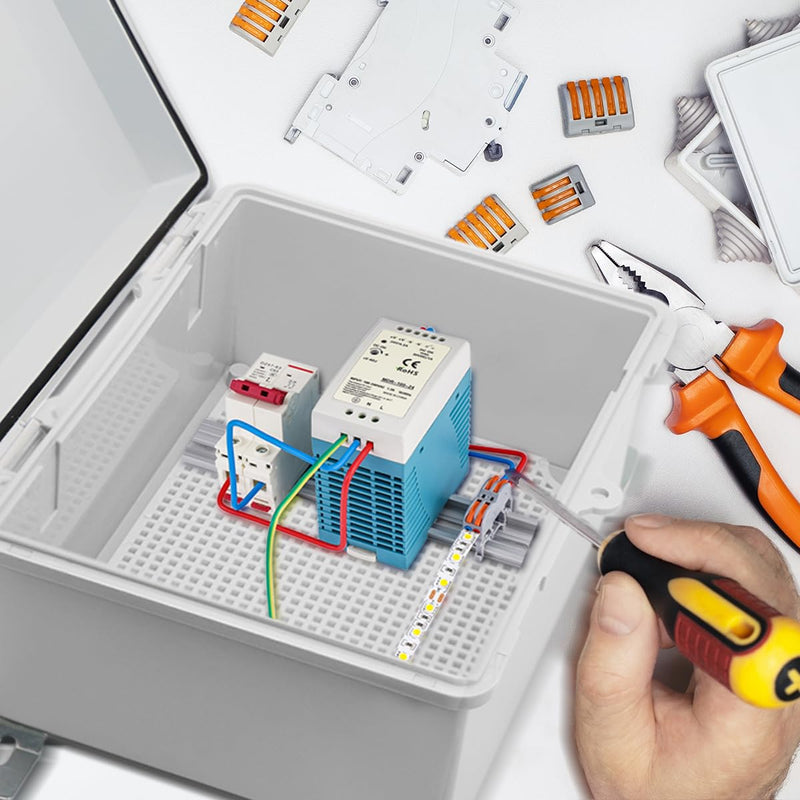 Waterproof Outdoor Electrical Box Junction Box Weatherproof IP67 ABS Plastic Enclosure Switch Router Project Box with Mounting Plate with Wall Bracket 2 Cable Glands Grey 8.7"x6.7"x4.3" 8.7" x 6.7" x 4.3"