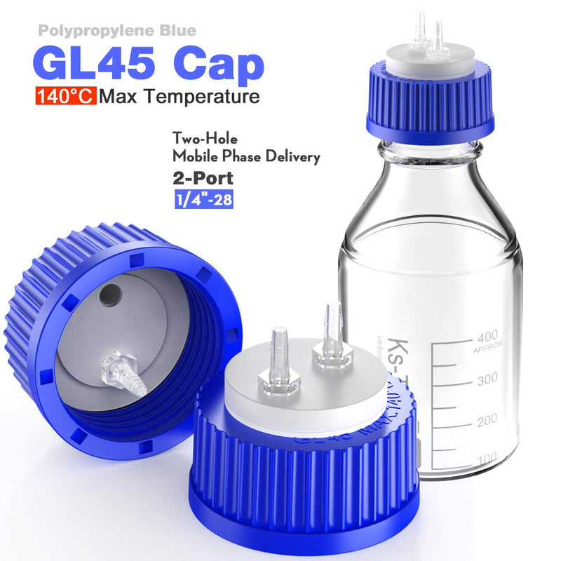 Ks-Tek 1pcs Blue GL45 Safety Cap with Two Holes,3 hose coupler for 1/8"(2.4-3.2mm) I.D. tubing