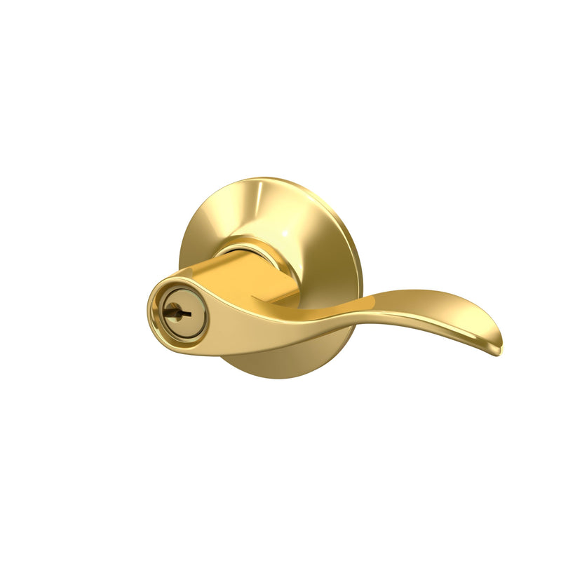 Schlage Accent Keyed Entry Door Handle, Reversible, Bright Brass Standard