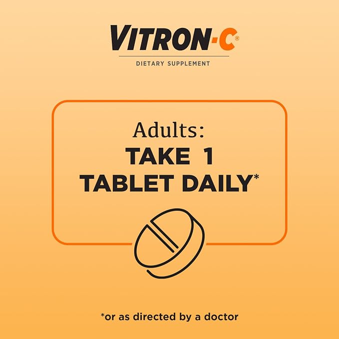 Vitron-C High Potency Iron Supplement with 125 mg Vitamin C, Dye Free, Vegan, Gluten Free, 60 Count