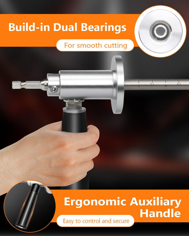 Inside Pipe Cutter for PVC Pipe, 2Pcs Pipe Cutter Tool Set with Diamond Grit Cutting Wheel and Handle, 7in Adjustable Cutting Depth, 1/4in Hex Shank Fit for Impact Drivers and Drills
