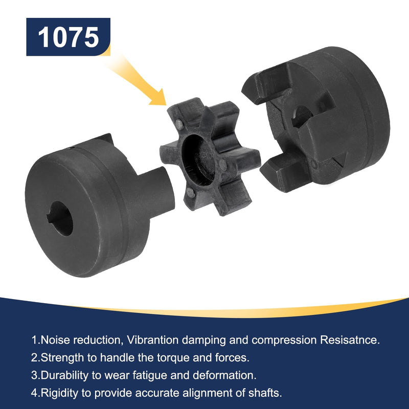 uxcell 7/16" to 7/8" L075 Flexible 3-Piece L-Jaw Coupling Coupler Set & Buna-N NBR Rubber Spider for Log Splitter Hybrid Equipment