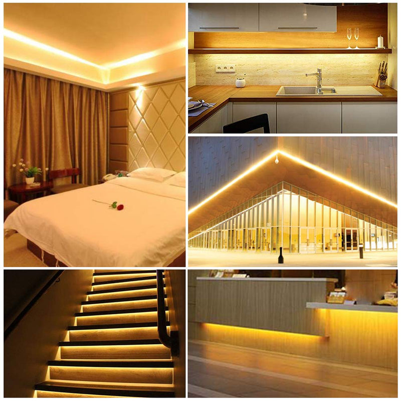 BTF-LIGHTING FCOB COB LED Strip 528LED/m Flexible High Density Uniform Light 14W/m 16.4FT DC24V Warm White 3000K CRI 90+ 10mm Width for Home Indoor Decoration(No Adapter or Controller) Warm White 3000K IP30 16.4FT DC24V 528LED/m