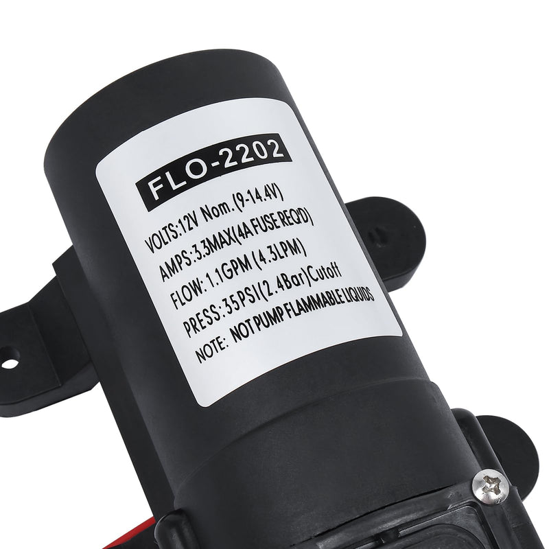 NovelBee 12V 1.1 GPM Water Pressure Diaphragm Pump,35 PSI Self Priming Pump Water Pump for Caravan Boat Marine Agricultural