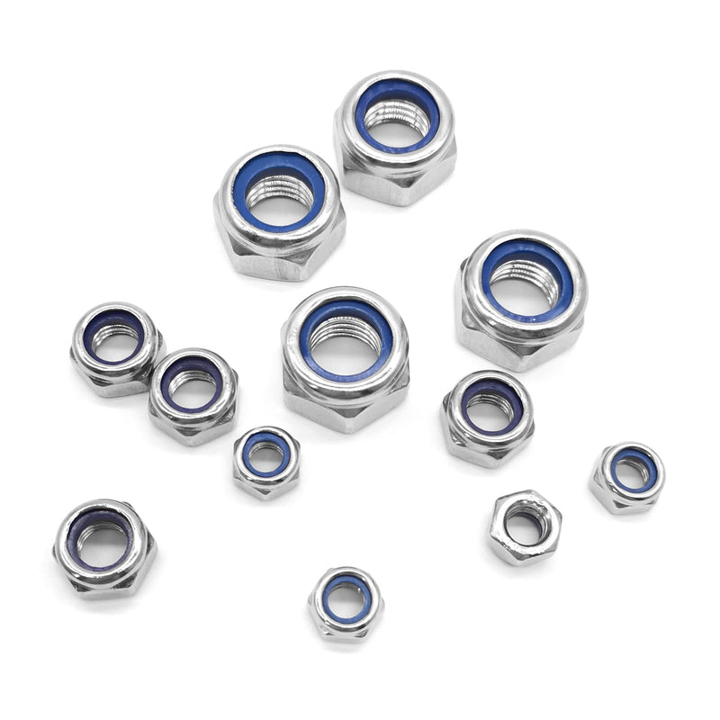 Quacc 20pcs M6 Nyloc Steel Nuts, Nylon Locknuts for Fastener, Nylon Inserted Hex Lock Nuts, Silver 304 Stainless Steel Self Locking Nuts for Bolts