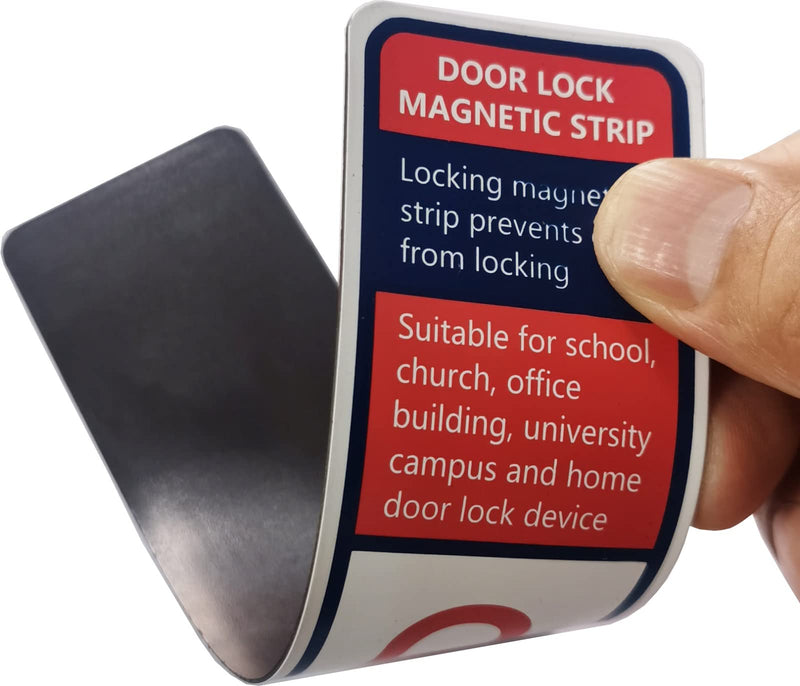 Lockdown Magnetic Strips Door Security Devices Thin Magnetic Strips School Office Emergency Easy Quick Lock Door Latch White Text Version (6) 6