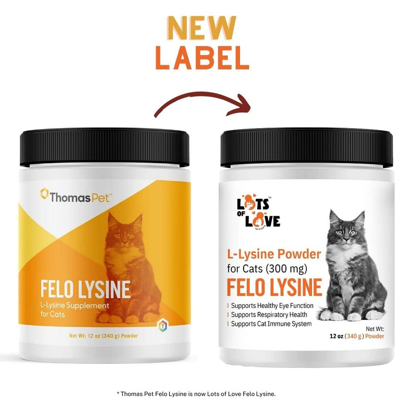 FELO LYSINE - L-Lysine Powder for Cats 300 mg (Thomas Pet Earlier), 12 oz 12 oz (340 g) Powder - PawsPlanet Australia