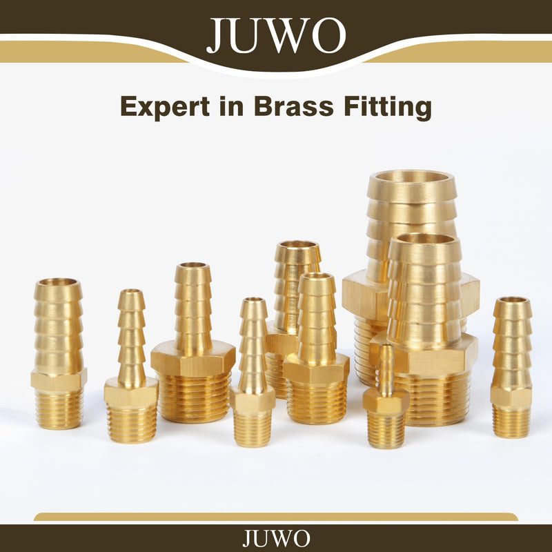 3/8" Barb x 1/4" NPT Male Pipe, Brass Hose Barb Fitting for Air, Gas, Fuel, Oil (2 Pack) 3/8" Barb x 1/4" NPT Male 2 Pack