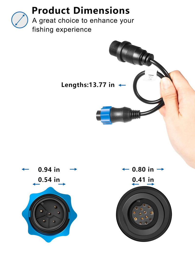 Replacement for 1852077 Dual Spectrum Chirp Adapter Cable/MKR-DSC-10 Compatible with Lowrance 7-Pin Transducer, HDS and Hook Series Fish Finders