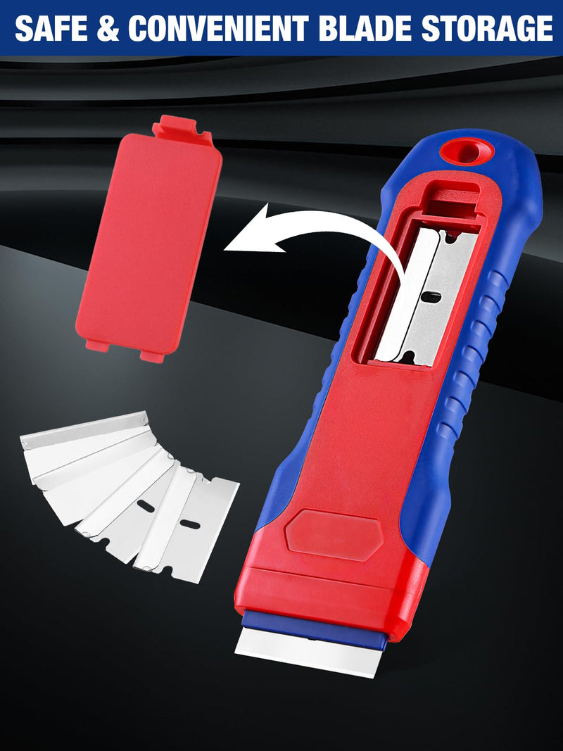 WORKPRO 2-Pack Retractable Razor Scrapers with 182 Metal & Plastic Blades 2 Pack + 182 Blades
