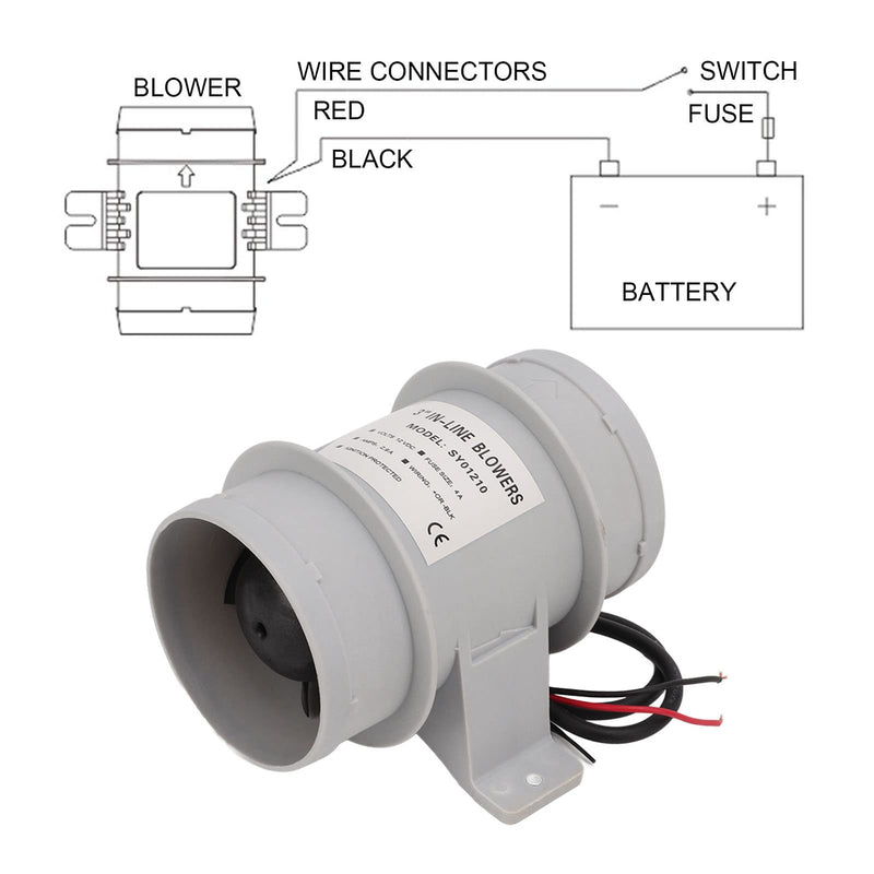 12V Inline Blower, High Air Compact 3 Inch Inline Duct Fan for Ducting