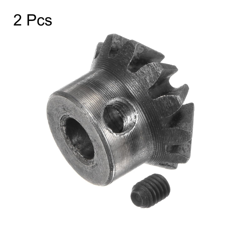 HARFINGTON 2pcs Bevel Gear 1M 12 Teeth 6mm Shaft Hole 1:1 Tapered Bevel Pinion Gear 45# Steel 1.5 Module 90 Degree Steering Gear, for Hardware Mechanical Rotation